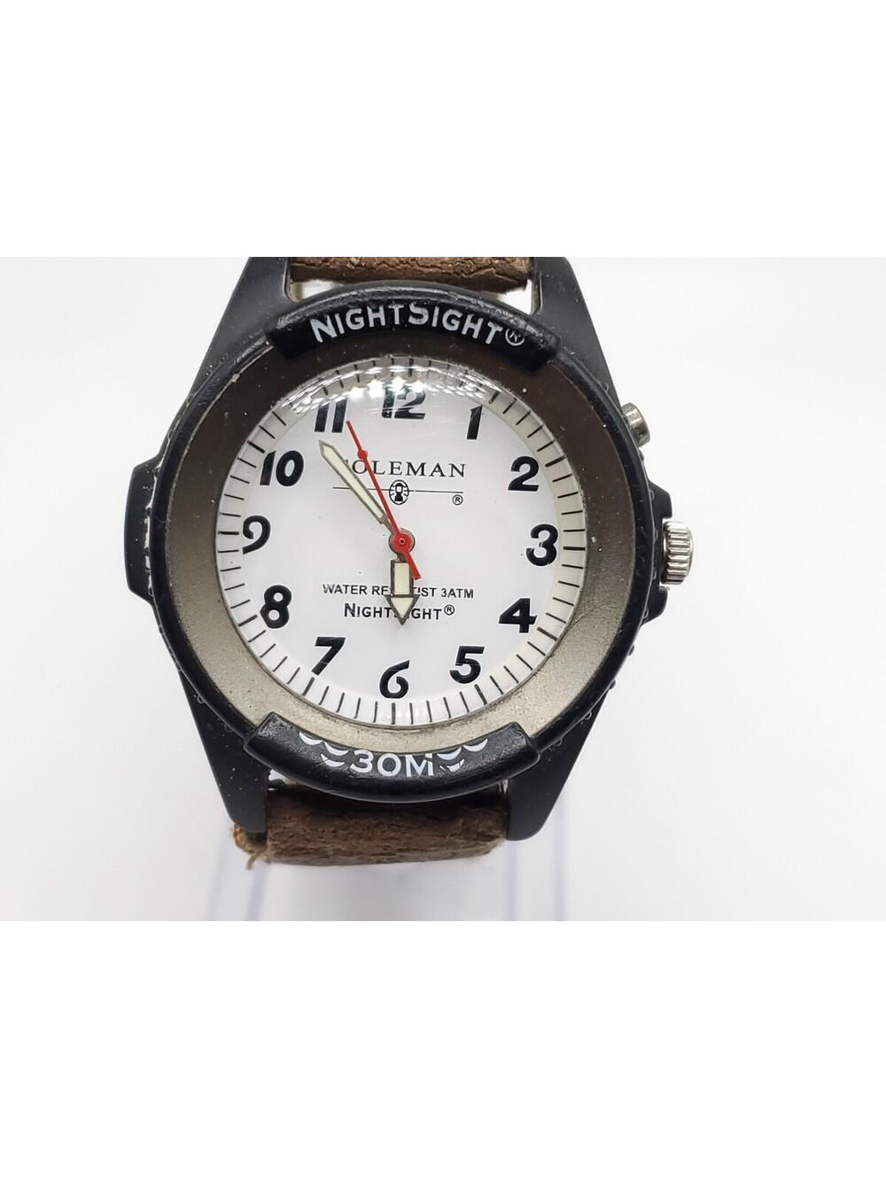 Coleman Nightsight Quartz Watch Mens New Battery White Round Dial 40mm